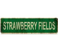 Strawberry Fields Sign Novelty Strawberry Fields Decor Strawberry Fields Street Sign Wall Art Decor For Home Farmhouse Bar Cafe Man Cave 40X10 CM