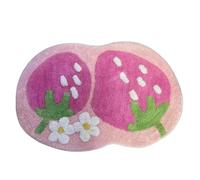 Strawberry Flocking Bath Mat Pink Sweet Girls Home Decor Carpet Bedroom Bedside Rug Hallway Entrance Door