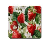 Strawberry Floral Washer Dryer Top Protector Mat, Summer Garden Style Washing Machine Dust Cover, Soft Rubber Anti-slip Waterproof Laundry Mats for Laundry Room 24x24 Inch