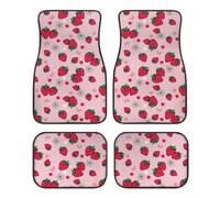 Strawberry Flower Pink Car Mat Universal Fit 4-Piece Set Car Floor Mats Universal Fit Automotive,SUVS,Sedan,Vans,for Women,Girly