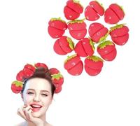 Strawberry Foam Hair Rollers, 12 Pcs, Red, Sponge, Heatless Curlers for Overnight Curls, Suitable for All Hair Types