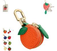 Strawberry Fruit Bag Charm Cute Mini Coin Purse Keychain, Leather Coin Pouch Change Purse for Backpack Decoration, Peach Fruit Coi n Purse, Cute Zipper Strawberry Wallet Gifts for Girl Women