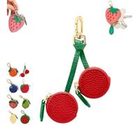 Strawberry Fruit Bag Charm Cute Mini Coin Purse Keychain, Leather Coin Pouch Change Purse for Backpack Decoration, Peach Fruit Coi n Purse, Cute Zipper Strawberry Wallet Gifts for Girl Women