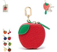 Strawberry Fruit Bag Charm Cute Mini Coin Purse Keychain, Leather Coin Pouch Change Purse for Backpack Decoration, Peach Fruit Coi n Purse, Cute Zipper Strawberry Wallet Gifts for Girl Women