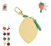 Strawberry Fruit Bag Charm Cute Mini Coin Purse Keychain, Leather Coin Pouch Change Purse for Backpack Decoration, Peach Fruit Coi n Purse, Cute Zipper Strawberry Wallet Gifts for Girl Women