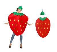 Strawberry Fruit Costume for Adults, Funny Fancy Dress Outfit with Headpiece, Colorful Strawberry Cosplay for Men Women, Ideal for World Book Day, Halloween, Role Play, Themed Parties