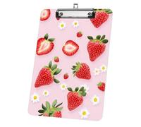 Strawberry Fruit Waterproof Clipboard, Acrylic Decorative Legal Size Clip Board 9"× 12. 5" with Low Profile Metal Clip, Boards for School Offoce Lady Men Women Nurses