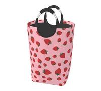 Strawberry Fruits Pattern, Laundry Hamper, Collapsible Laundry Basket Large Durable Storage Bin with Handles 50L