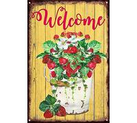Strawberry Garden Sign Vintage Metal Tin Signs Retro Garage Decor For Wall Decorations Man Cave Decor Garage Coffe Bar Gate Yard Signs 5.5x8 Inches.