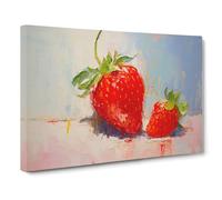 Strawberry Gestural Canvas Print | Gallery Wrapped 30mm Frame Wall Art | 30x20 inches | Ready to Hang | Eclectic Still Life Picture | Living Room Bedroom Lounge Office