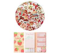 Strawberry Gifts - Trawberry Sticky Notes and Stickers Set, 550 Sheets Cute Sticky Notes with Self-Stick Note Pads,50PCS Stickers, Fruit Divider Tabs Bundle Writing Memo Pads Back to School Supplies