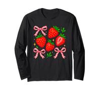 Strawberry Gingham Cottagecore Coquette Aesthetic Long Sleeve T-Shirt