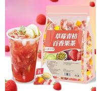 Strawberry green orange passion fruit tea, freeze-dried fruit tea, green orange lemon tea, instant brewing tea, healthy and nutritious tea, sweet and sour tea, delicious snack gifts (100 packs)