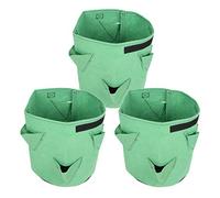 Strawberry Grow Bags Felt Plant Containers with Handles Large Capacity Foldable Reusable for Home Gardening Balcony Vegetable Garden Green 30x35cm 26L 7Gallon 3Pcs