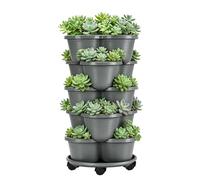 Strawberry Growing Planter, Five Tier Vertical Garden Tower with Wheels | Container for Growing Plants and Vegetables | for Balcony Garden Patio Greenhouse Indoor Outdoor