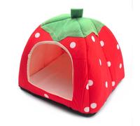 Strawberry Guinea Pig House Small Pet Bed for Small Rabbit Rabbit Hamster Animals Warm Sleeping House Warm Nest Hamster Accessories with Removable Washable Mat