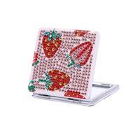 Strawberry-Halloween Diamond Painting Compact Mirror DIY Pocket Mirror Diamond Painting Portable Folding Wallet Mirror with Cover Diamond Art Kit with Magnifying Glass for Women