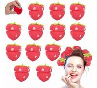 Strawberry Heatless Curlers,Strawberry Curlers for Short Hair,Heatless Curls Hair Sponge Rollers Modeling Tool,Foam Hair Curlers For Long Hair & Short Hair,Home Use Curly Hair Styling Tool (Red, 12)
