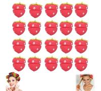 Strawberry Heatless Curlers,Strawberry Curlers, Strawberry Foam Rollers for Beautiful Curls Salon Home Use Curly Hair Styling Tool, Strawberry Hair Curlers (24pcs, 4)