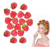 Strawberry Heatless Curlers, Strawberry Foam Curlers,Overnight Curlers for Medium Hair, Automatic Hair Curler,Sponge Hair Curlers, Heatless Curls Hair Rollers Long Hair Short Hair (RED, 18PCS)