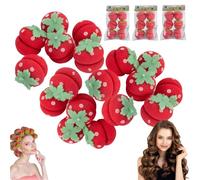 Strawberry Heatless Curlers, Strawberry Foam Rollers, Strawberry Overnight Curlers, Curlers for Short Hair - Heatless Curls Strawberries Hair Sponge Rollers Modeling Tool (18PC, ONE SIZE)