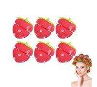 Strawberry Heatless Curlers, Strawberry Hair Rollers, Sponge Rollers for Women's Hair, Sponge Foam Rollerss Overnight Curling Tool for Women (6pc)