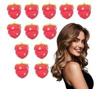 Strawberry Heatless Curlers, Strawberry Shape Magic Hair Curlers, Strawberry Foam Rollers, Strawberry Overnight Curls, Strawberry Hair Curlers, for Long Hair & Short Hair (12pcs)