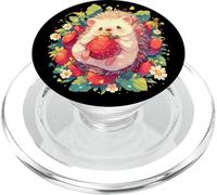 Strawberry Hedgehog Floral Drawing Wildlife Cute Hedgehog PopSockets PopGrip for MagSafe