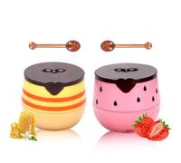 Strawberry & Honey Balm Lip Balm - 2Pcs Moisturising Lip Sleeping Mask for Dry & Cracked Lips - Hydrating Lip Mask Overnight with Stick - Strawberry Honeybalm for Reducing Lip Lines