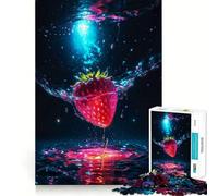 Strawberry in The Water 1000 Pieces Jigsaws Adults Puzzles Gifts Mind Skill Toy Quiet Fun Design Assembly 38x52cm