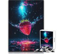 Strawberry in The Water Teenager Jigsaw Puzzles 1000 Pieces Educational Observation Skill Game Perfect Meaningful Festive Gift Size 38x52cm