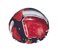 Strawberry Jam 04 Shower Caps Women Reusable Large Shower Cap Men Quickdry Care Hair Long Short Kids Bath