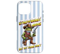 Strawberry Jams Funny Frog Cowboy Meme Blue Striped Case for iPhone 16 Pro Max