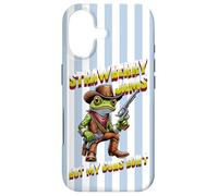 Strawberry Jams Funny Frog Cowboy Meme Blue Striped Case for iPhone 17