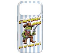 Strawberry Jams Funny Frog Cowboy Meme Blue Striped Case for iPhone 17 Pro Max
