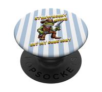 Strawberry Jams Funny Frog Cowboy Meme Blue Striped PopSockets Adhesive PopGrip