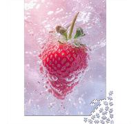 Strawberry Jigsaw Puzzles Puzzles for Adults Kids. 1000 Piece Water Splash Bubbles Impossible Challenge Toy Educational Games Home Decoration for Adults& Kids Age 14 Years Up 1000pcs (75x50cm)