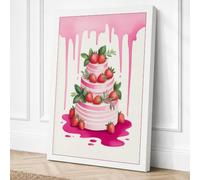 Strawberry Layer Cake Modern Canvas Wall Art Print 24x16 Inch (61 x 41 cm)