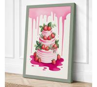 Strawberry Layer Cake Modern Canvas Wall Art Print 30x20 Inch (76 x 51 cm)