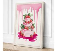 Strawberry Layer Cake Modern Canvas Wall Art Print 30x20 Inch (76 x 51 cm)
