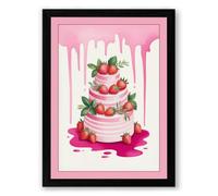 Strawberry Layer Cake Modern Framed Wall Art Print A3 (42×29.7cm) Black, Wall Decor for Living Room, Bedroom, Office & Home, Ready to Hang, Art Gift