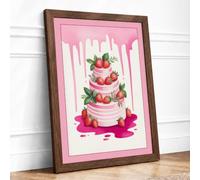 Strawberry Layer Cake Modern Framed Wall Art Print A3 (42×29.7cm) Walnut,