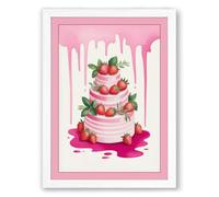 Strawberry Layer Cake Modern Framed Wall Art Print A3 (42×29.7cm) White, Wall Decor for Living Room, Bedroom, Office & Home, Ready to Hang, Art Gift