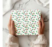 Strawberry Leaf Wrapping Paper Sheet - Cute Red Strawberry and Green Leaf Design - Summer Fruit Gift Wrap for Birthdays, Parties, Nature Lovers - W58 (Large - 58 x 85cm / 22.8" x 33.4" inches)