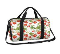 Strawberry Leaves Flowers Sports Duffel Bags Tropical Flowers Weekend Overnight Bag Casual Tote Holdall Travel Gym Luggage Duffel Bag for Kids Girls Boys Women Men