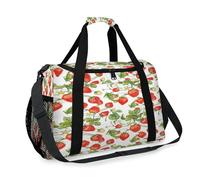 Strawberry Leaves Flowers Travel Duffel Bag for Girls Boys Women Men Tropical Flowers Weekend Overnight Bag Shoulder Tote Luggage Handbag for Travel Sports Gym