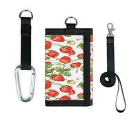 Strawberry Leaves Flowers Wallet Slim Small Pocket Money Organisers Bag Tropical Flowers Lightweight Portable Change Purse