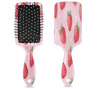Strawberry Leaves Hair Brush Fruit Polka Dot Wet Dry Air Cushion Hair Brush Plastic Detangler Hairbrush for Kids Adults Back To School Gift Women Men