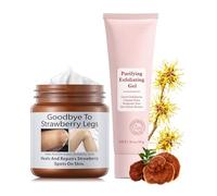 Strawberry Legs Treatment with Purifying Exfoliating Gel,Keratosis Pilaris Cream,Skin Exfoliating Repair Cream,Strawberry Skin Treatment,Moisturizing Body Cream,Rough Bumpy Skin Body Lotion(2PCS)