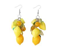 Strawberry Lemon Earrings Simulation 3D Grapes Earrings Acrylic Fruit Drop Dangle Earrings for Women Handmade Charm Jewelry, Medium, Metal, No Gemstone